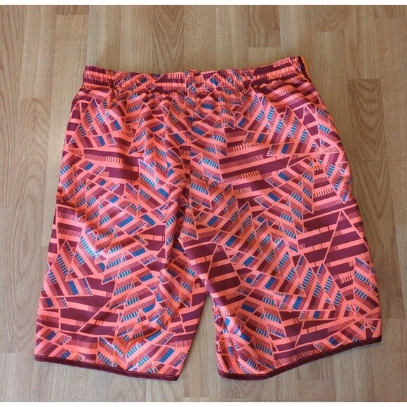 Nike Board Shorts Swim Trunks Mens Large Orange Red Geometric Board Surfing - Picture 3 of 7